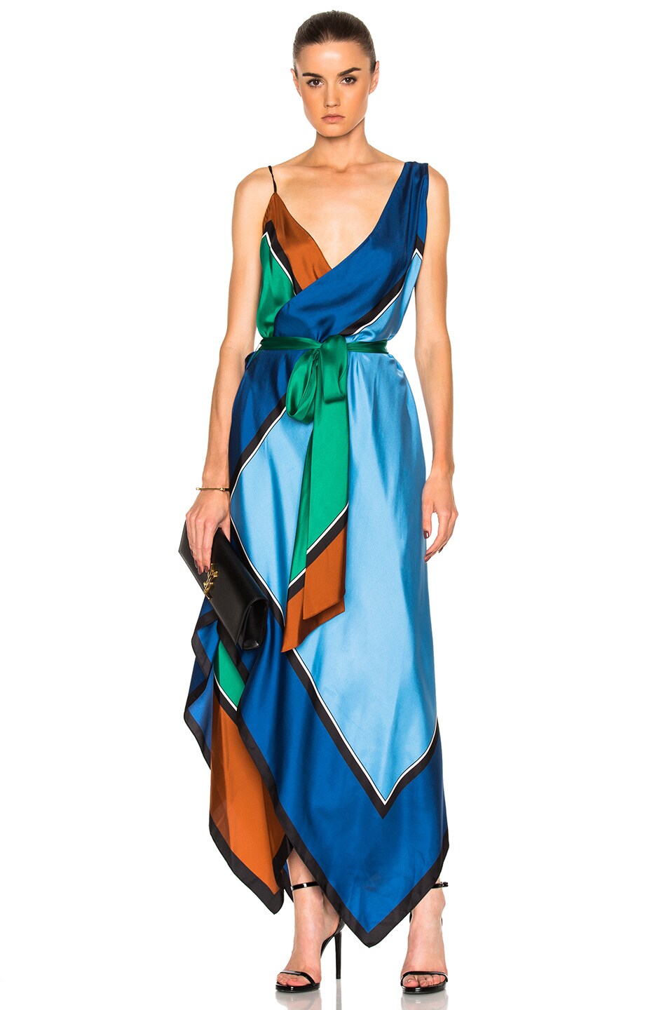 Image 1 of Diane von Furstenberg Scarf Hem Tiered Midi Dress in Arago
