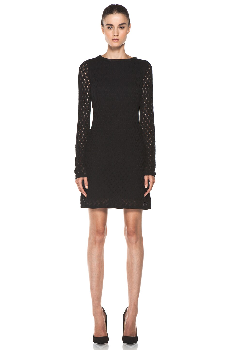 Image 1 of Diane von Furstenberg Slim Kivel Ladder Lace Dress in Black