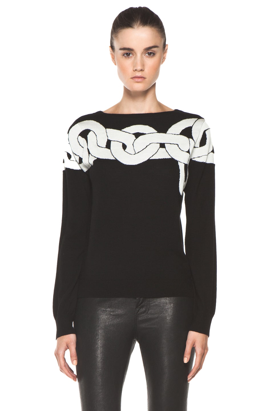 Image 1 of Diane von Furstenberg Tinkit Sweater in Simple Chains Black