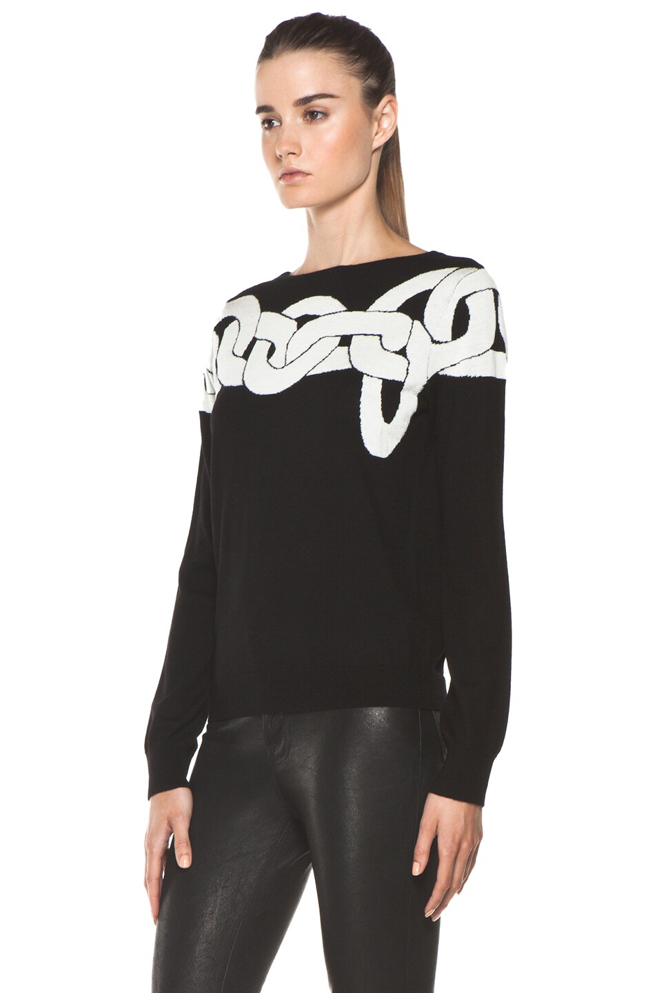 Diane von Furstenberg Tinkit Sweater in Simple Chains Black | FWRD