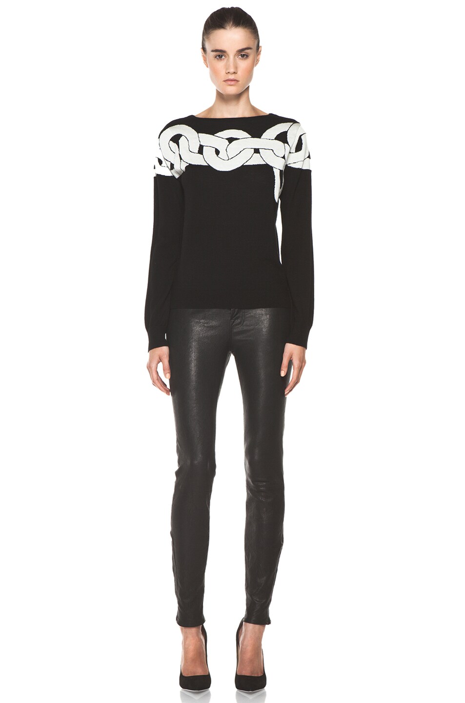 Diane von Furstenberg Tinkit Sweater in Simple Chains Black | FWRD