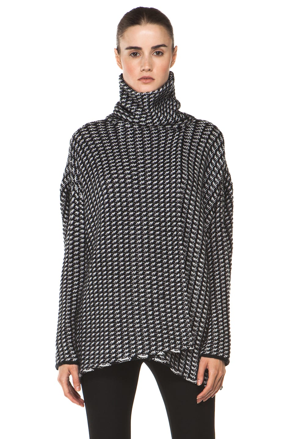 Diane von Furstenberg Ahiga Tweed Sweater in Black & Chalk | FWRD