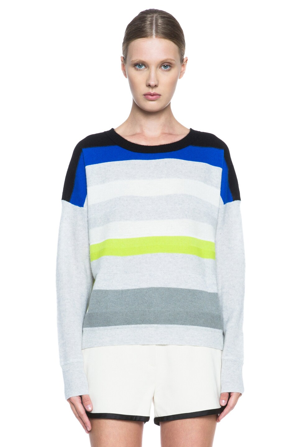 Image 1 of Diane von Furstenberg Shell Cashmere Sweater in Black & Blue