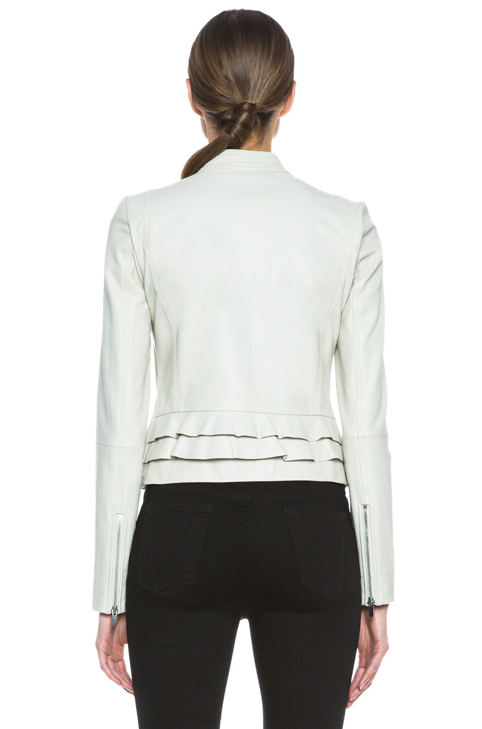 Diane Von Furstenberg Heaven Leather Jacket In Ecru Fwrd Image 5 Of Diane Von Furstenberg Heaven Leather Jacket In Ecru
