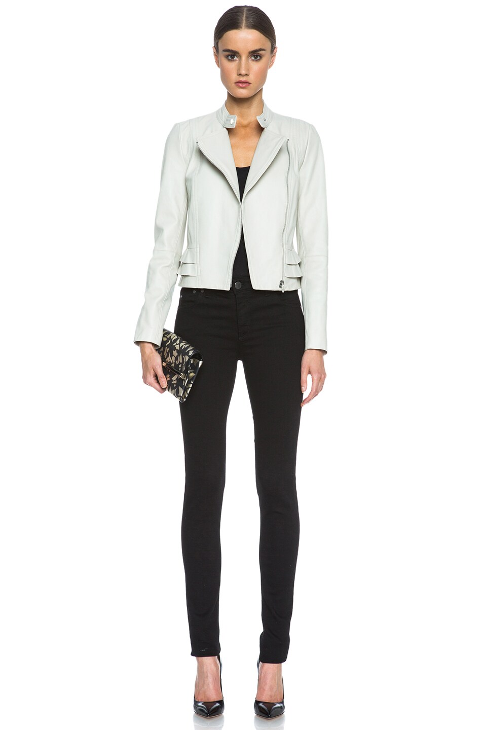 Diane Von Furstenberg Heaven Leather Jacket In Ecru Fwrd Image 6 Of Diane Von Furstenberg Heaven Leather Jacket In Ecru
