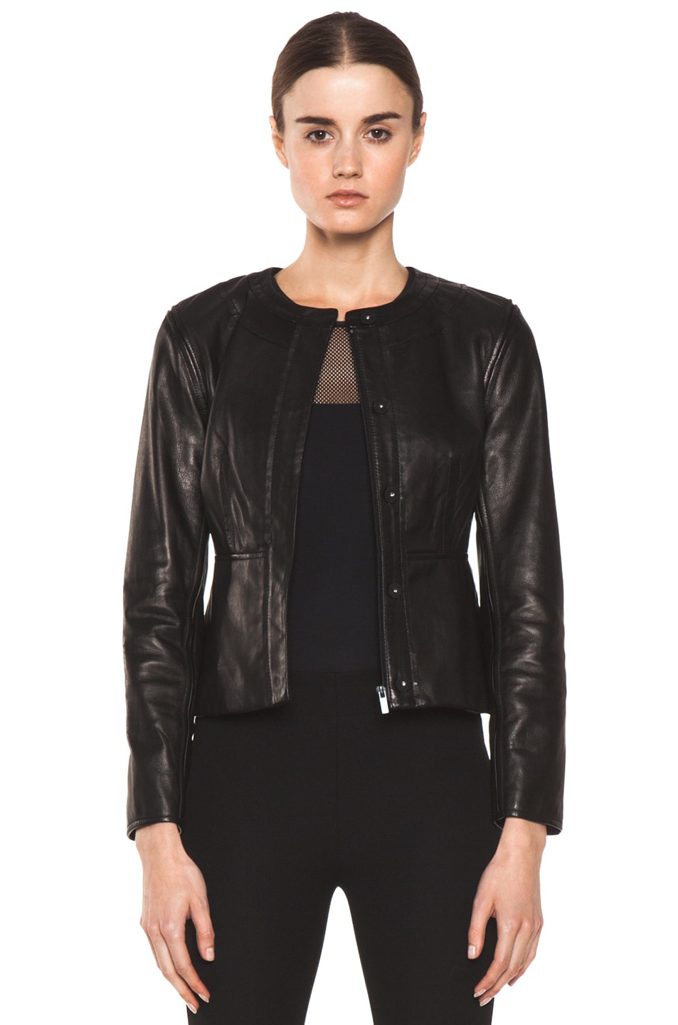 Image 1 of Diane von Furstenberg Maya Leather Jacket in Black