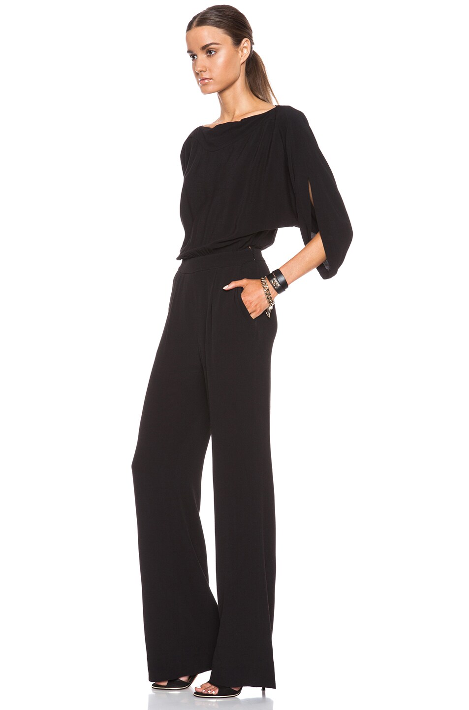 Diane von Furstenberg Dezi Viscose Jumpsuit in Black | FWRD