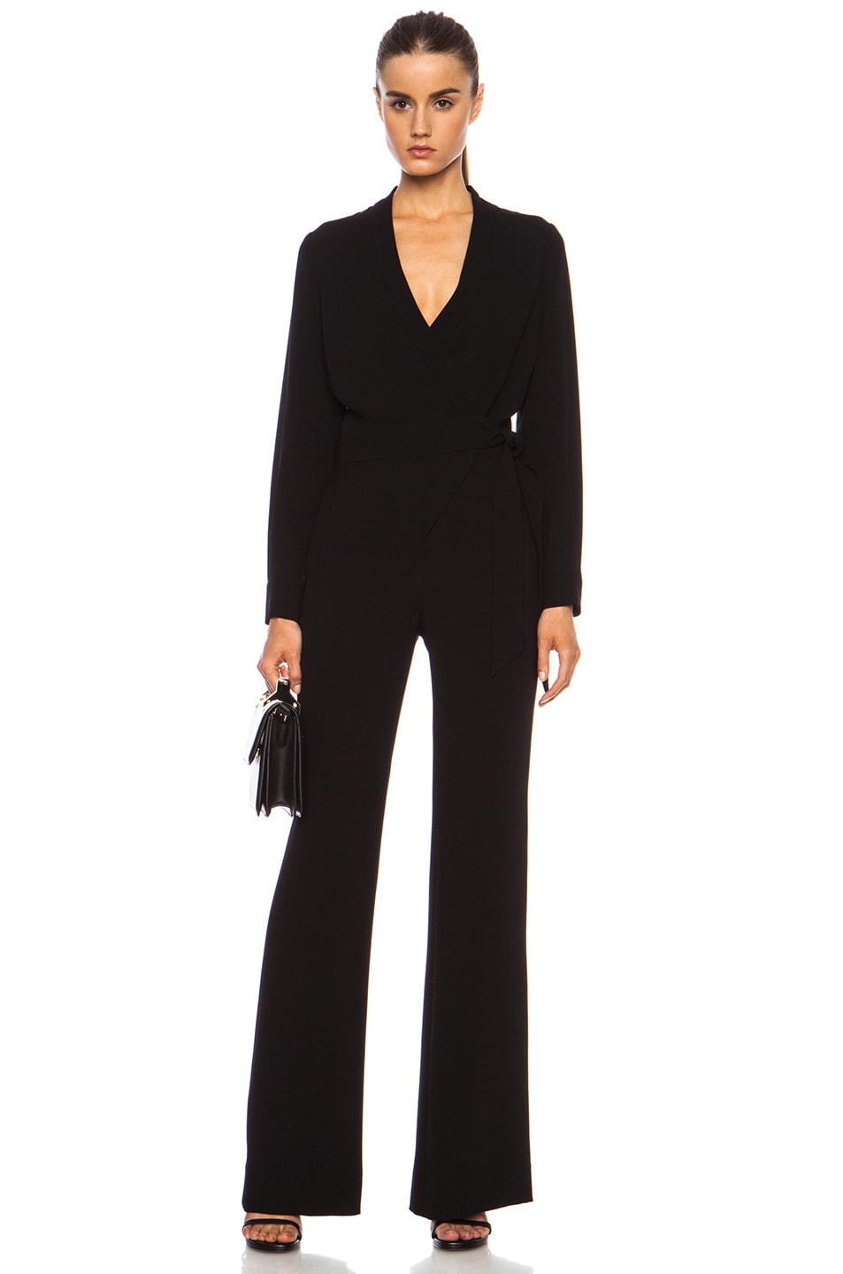 Diane von Furstenberg Wrap Jumpsuit in Black | FWRD