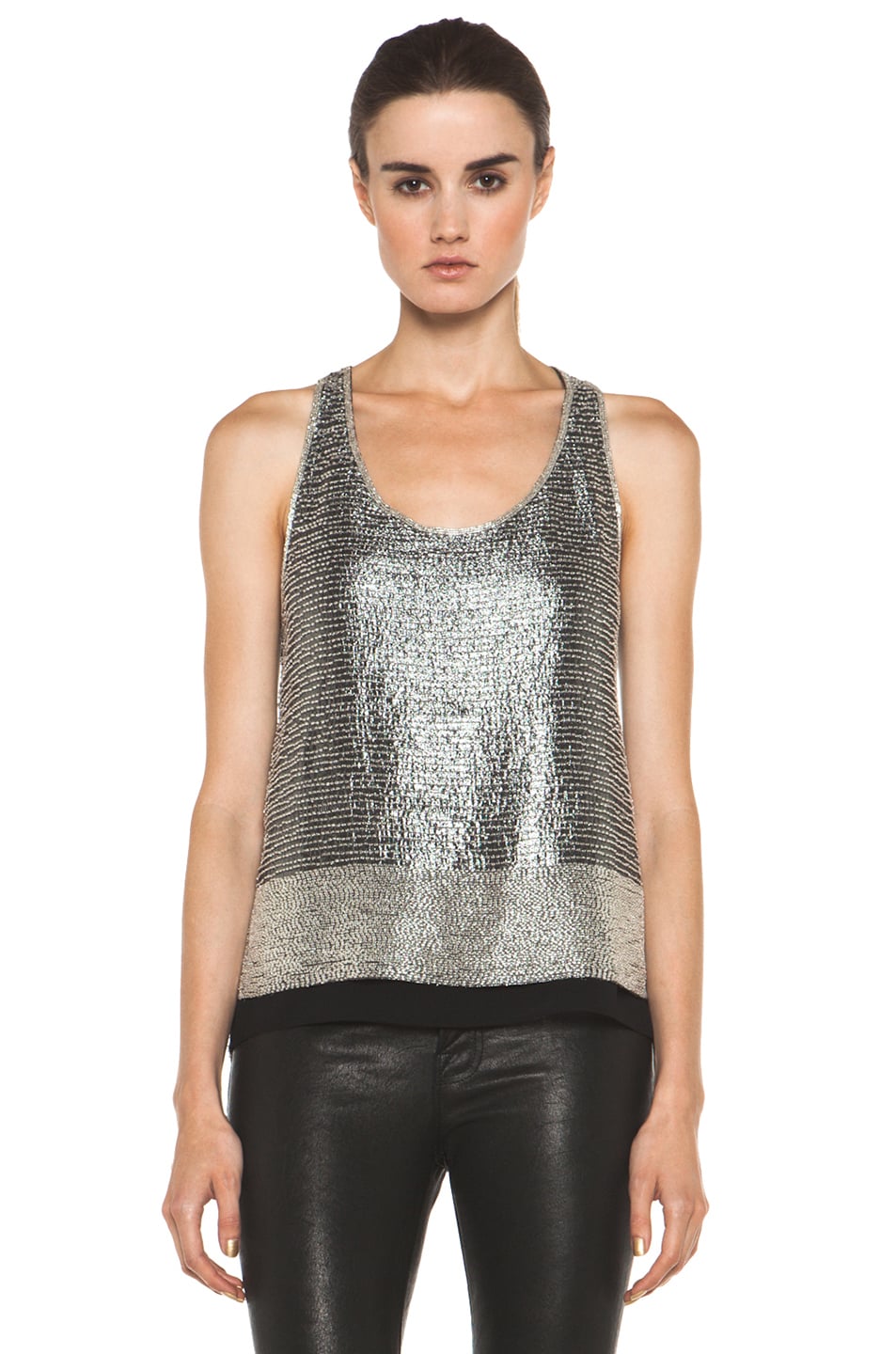 Diane von Furstenberg Lania Machine Bugle Silver Top in Silver | FWRD