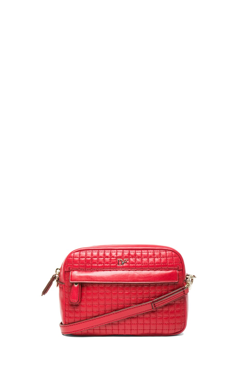 Image 1 of Diane von Furstenberg Mini Milo Quilter Leather Bag in Classic Red