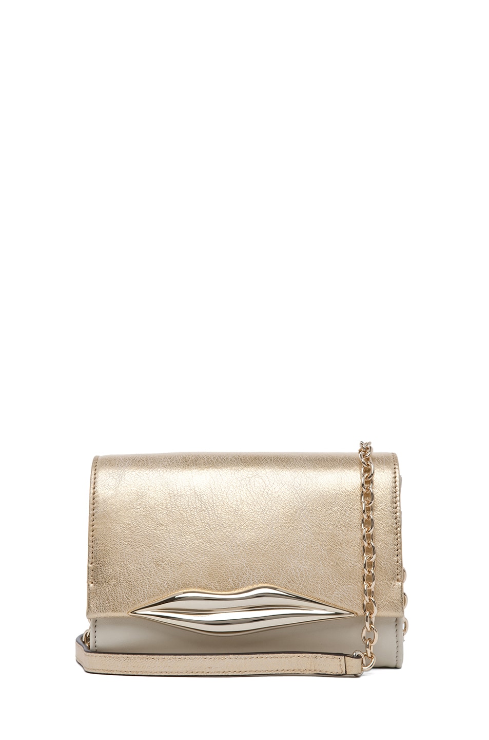 Image 1 of Diane von Furstenberg Lips Mini Soft Metallic in Light Gold