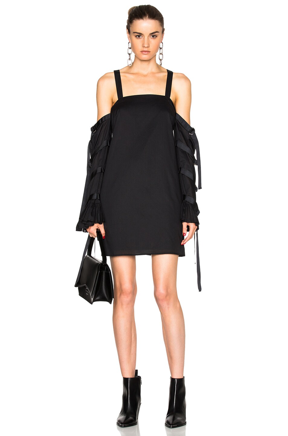 Image 1 of EACH x OTHER Belted Bell Sleeve Dress in Black
