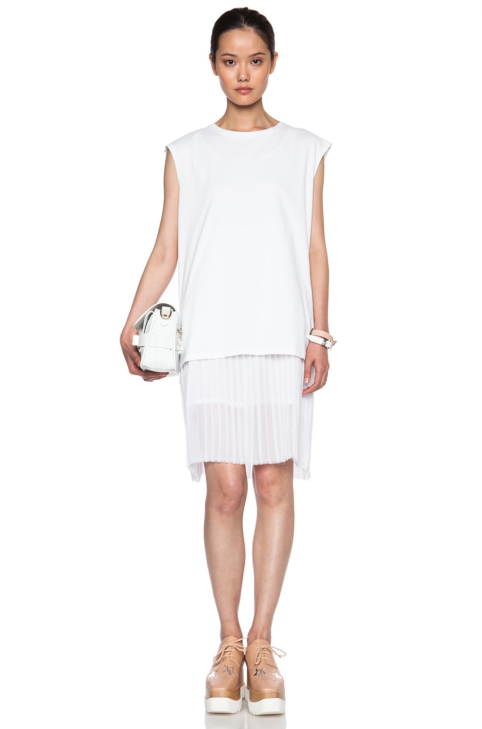 Image 1 of EACH x OTHER Pleat Dress in White