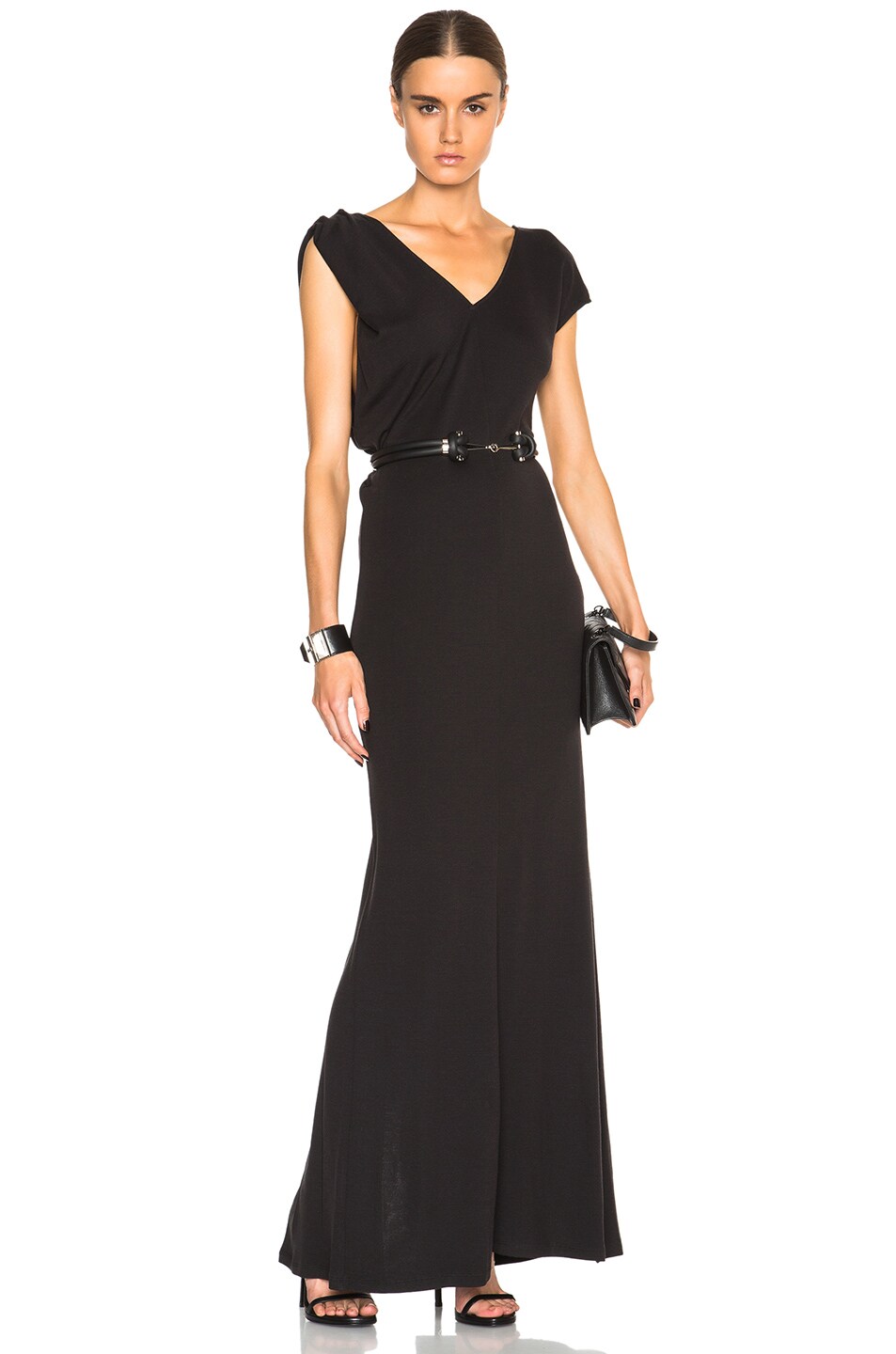 Image 1 of EACH x OTHER Asymmetric V-Neck Dress in Black
