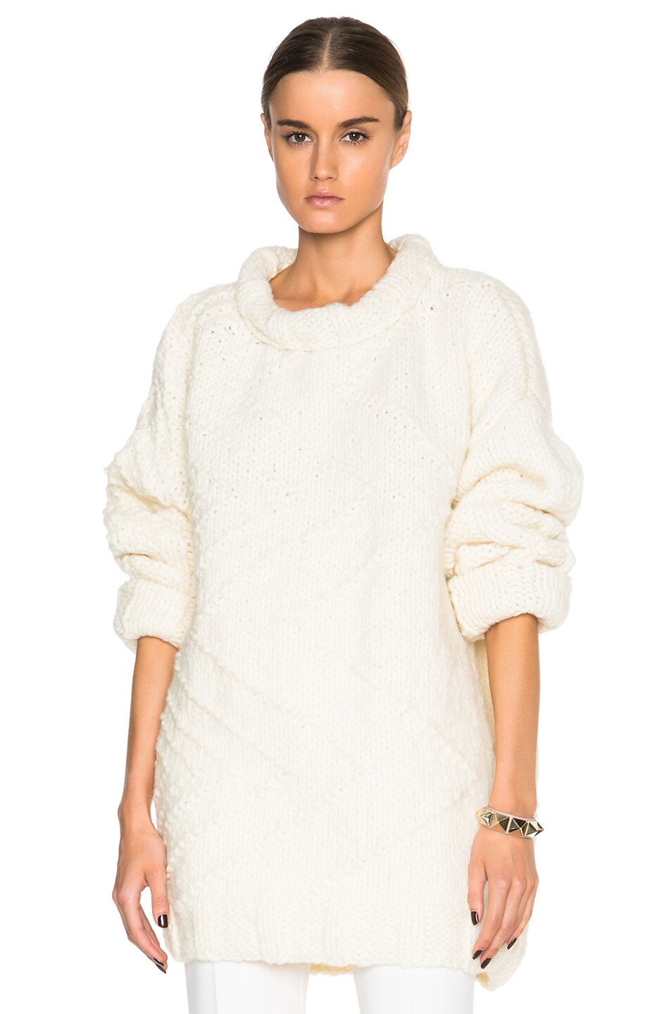 Image 1 of EACH x OTHER Torsade Boxy Zig Zag Sweater in Off White