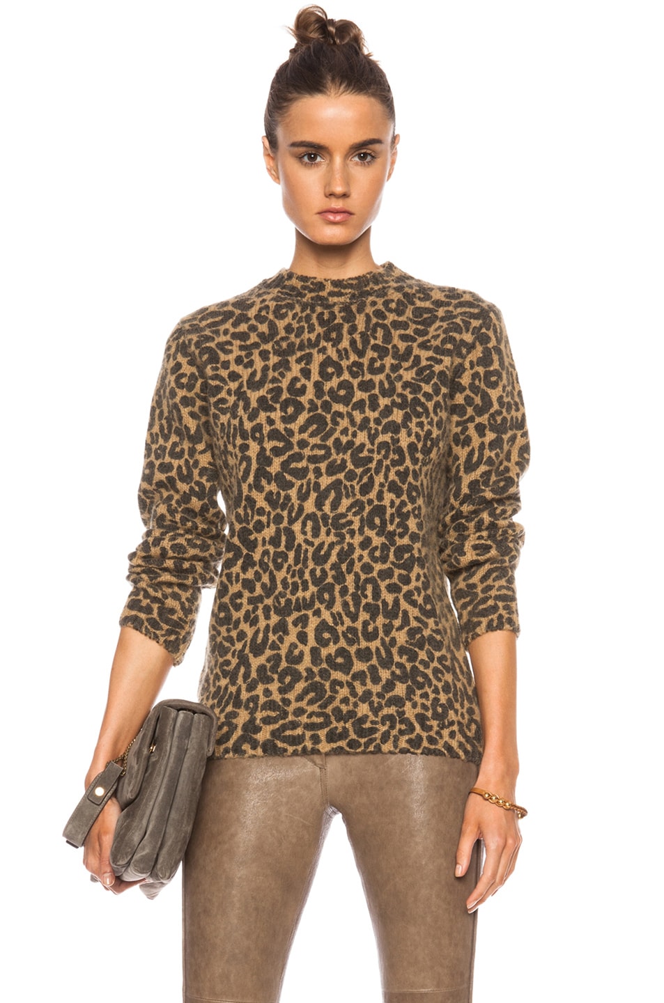 EACH x OTHER Leopard Print Alpaca-Blend Sweater in Camel & Black | FWRD