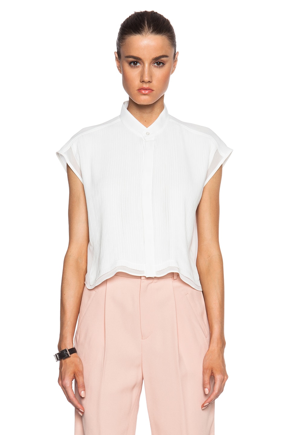 Image 1 of EACH x OTHER Pleat Cropped Top in White