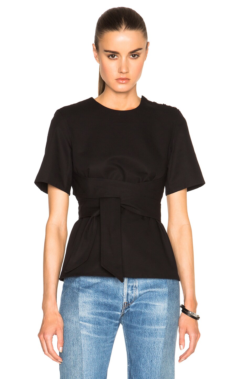 Image 1 of EACH x OTHER Belted Wrap Top in Black