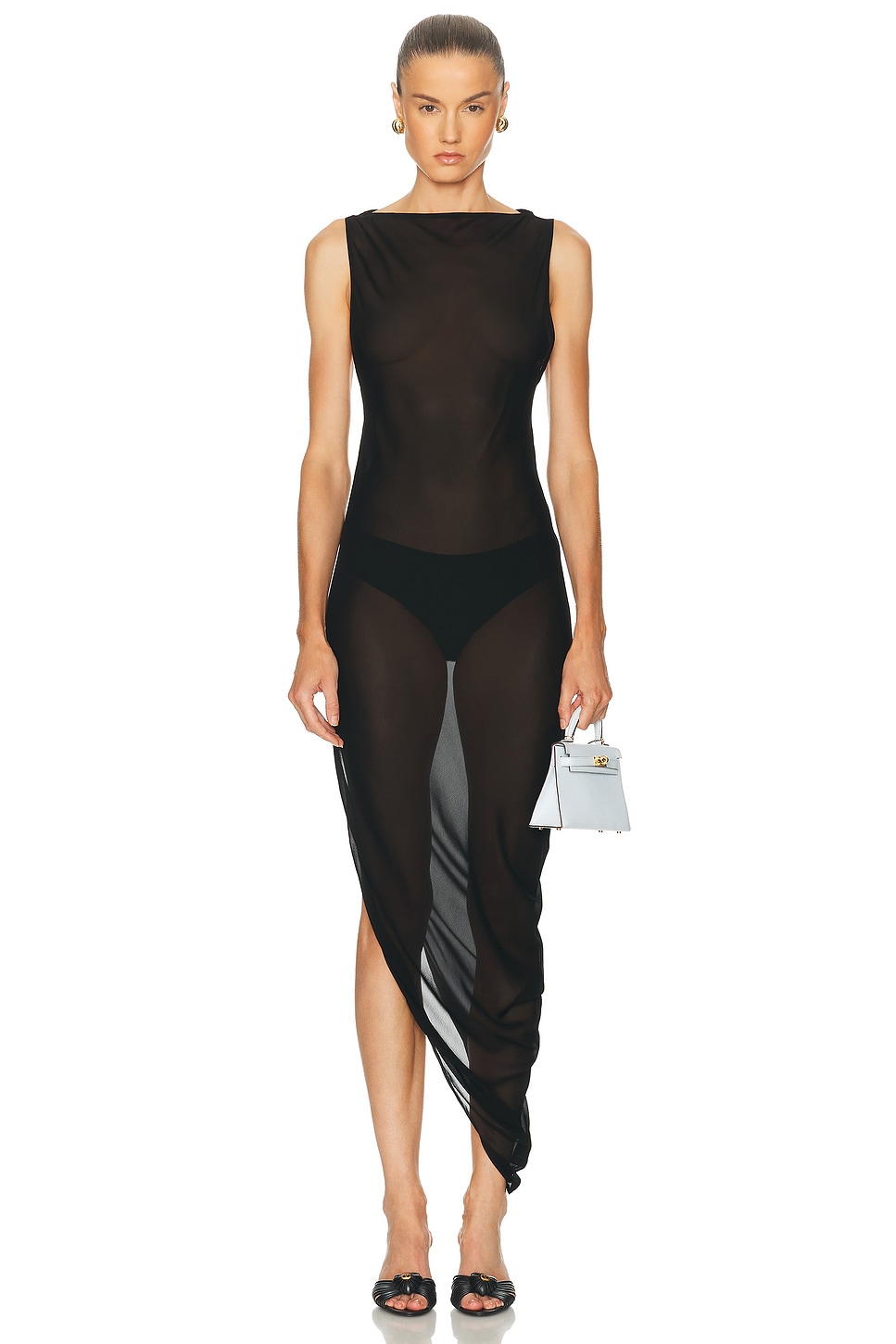 Via Asym Maxi Dress in Black