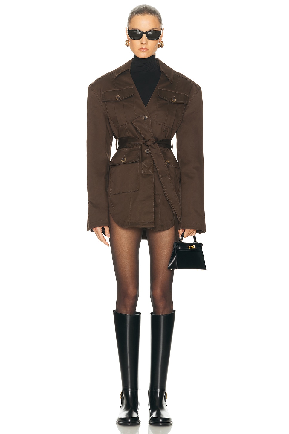 Image 1 of EAVES Lumi Mini Dress in Espresso