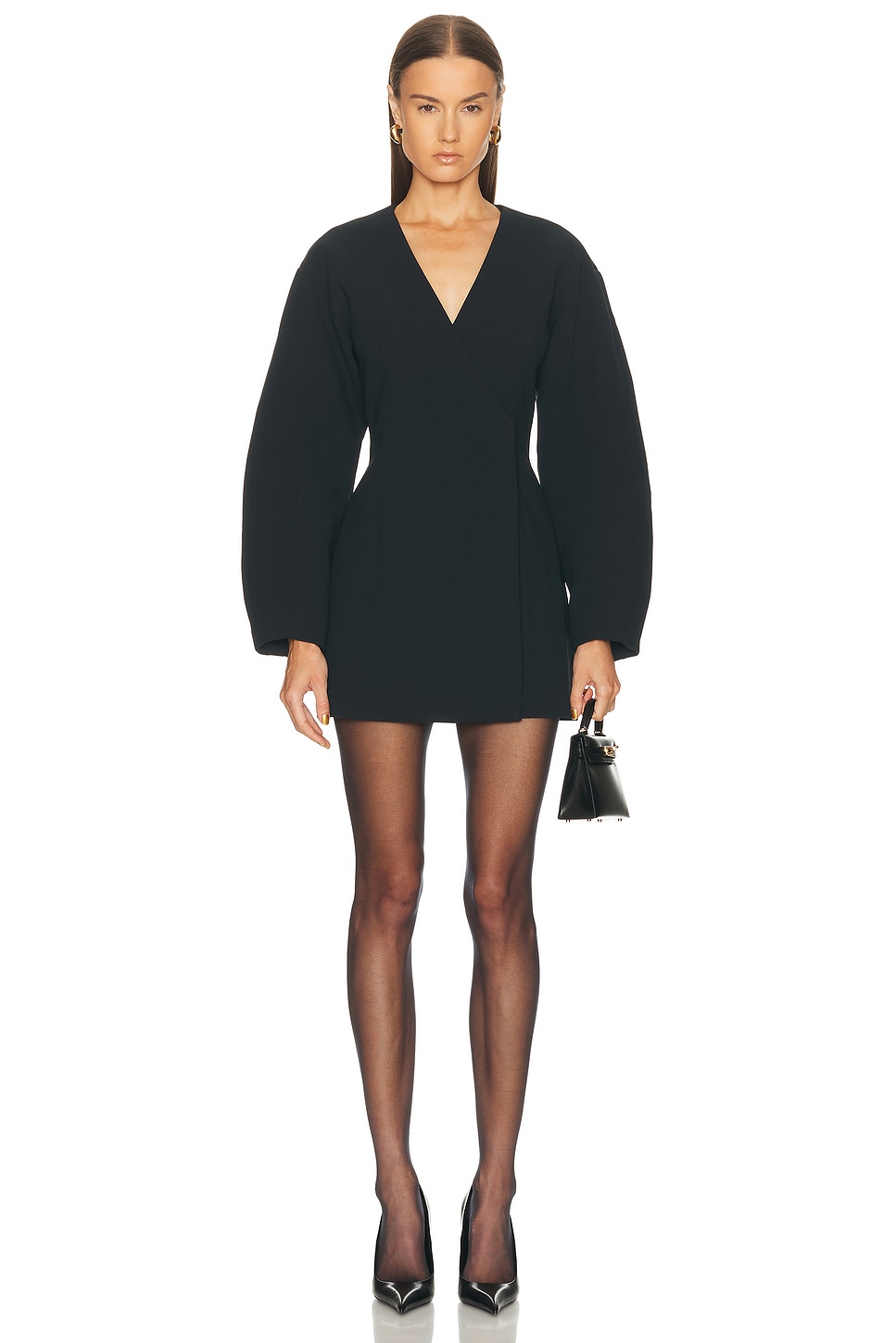 Eaves Norna Polished Crepe Mini Dress In Black