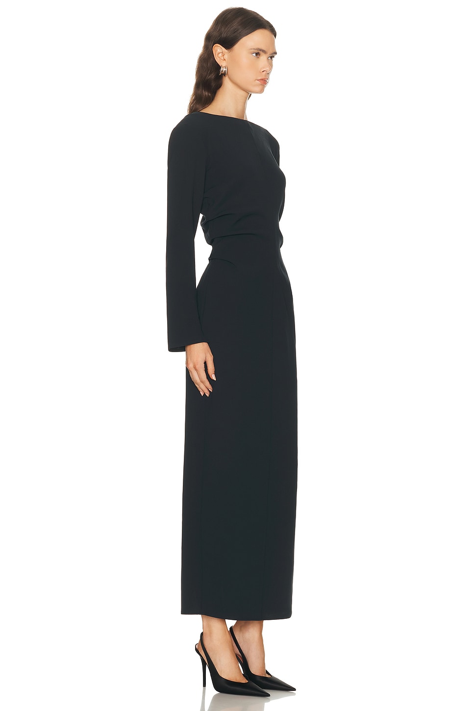 Eaves X Coco Norna Polished Crepe Maxi Dress In Black