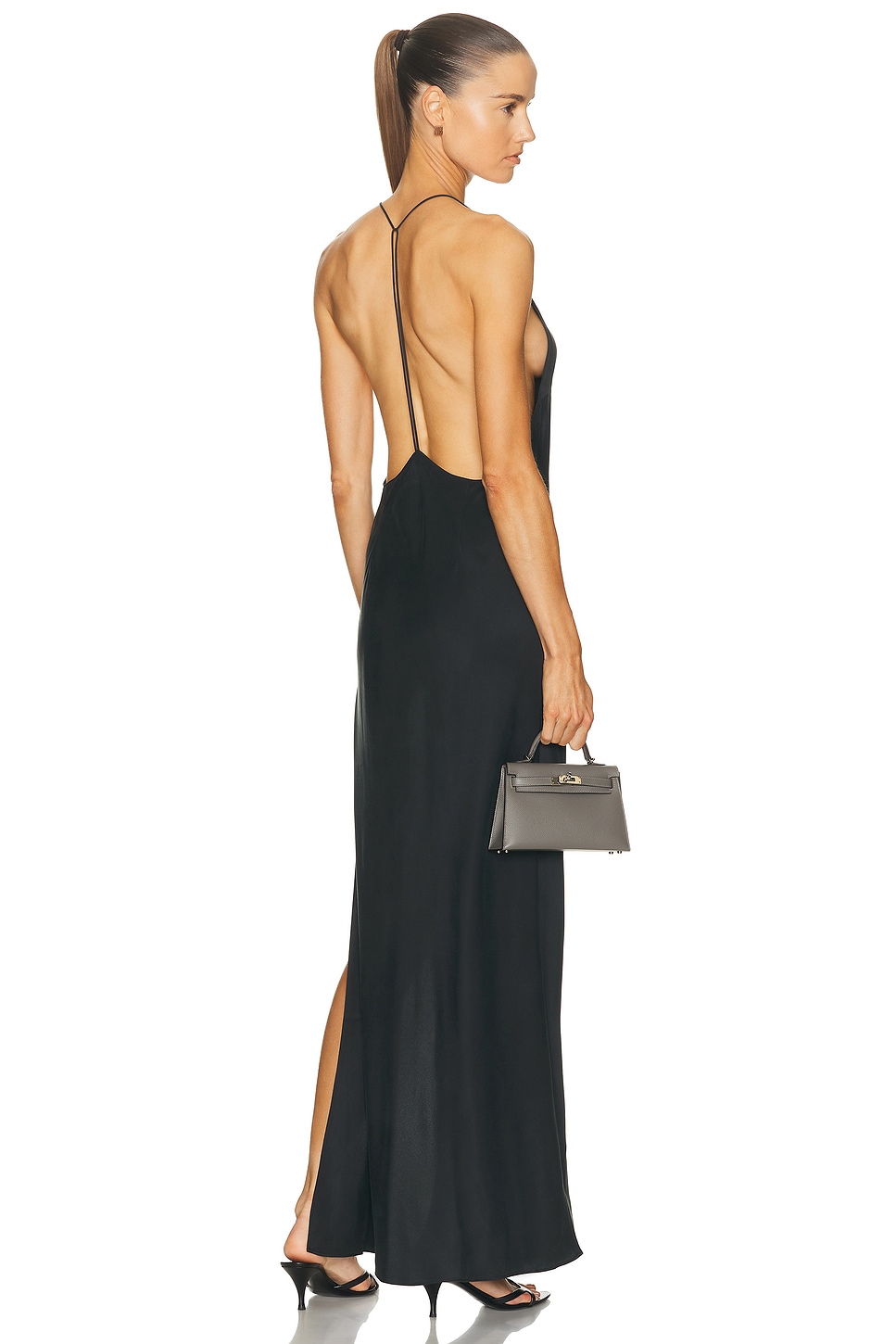 Image 1 of EAVES Lydia Silk Maxi Dress in Black