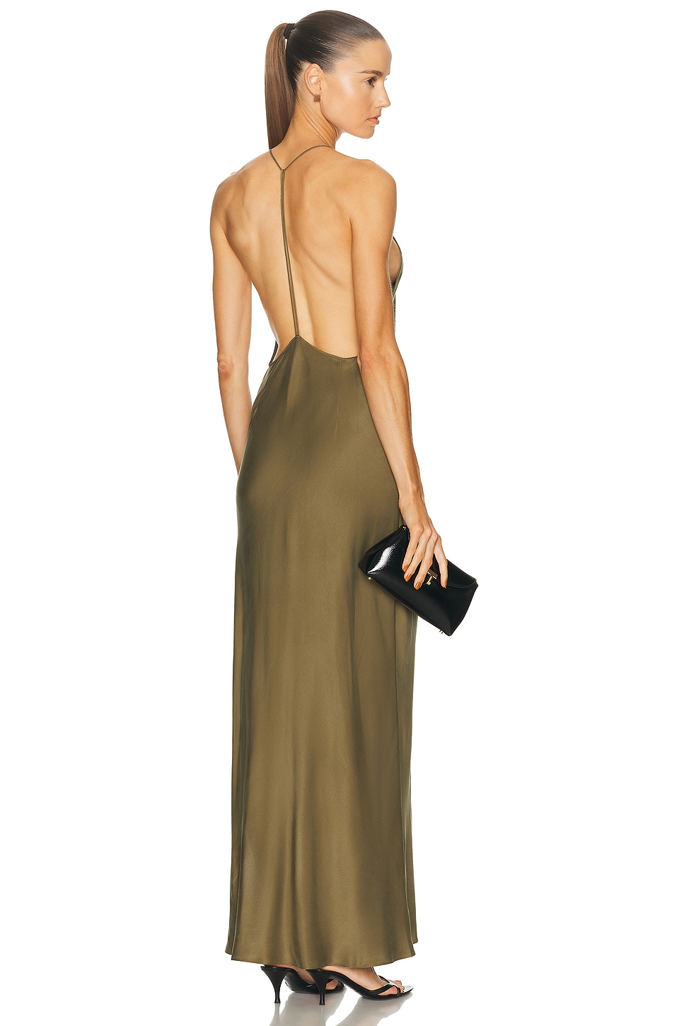 Image 1 of EAVES Lydia Silk Maxi Dress in Capers