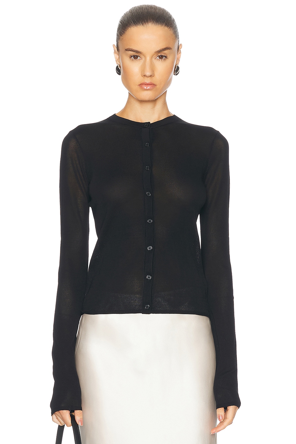 Alexander Sheer Knit Cardigan in Black