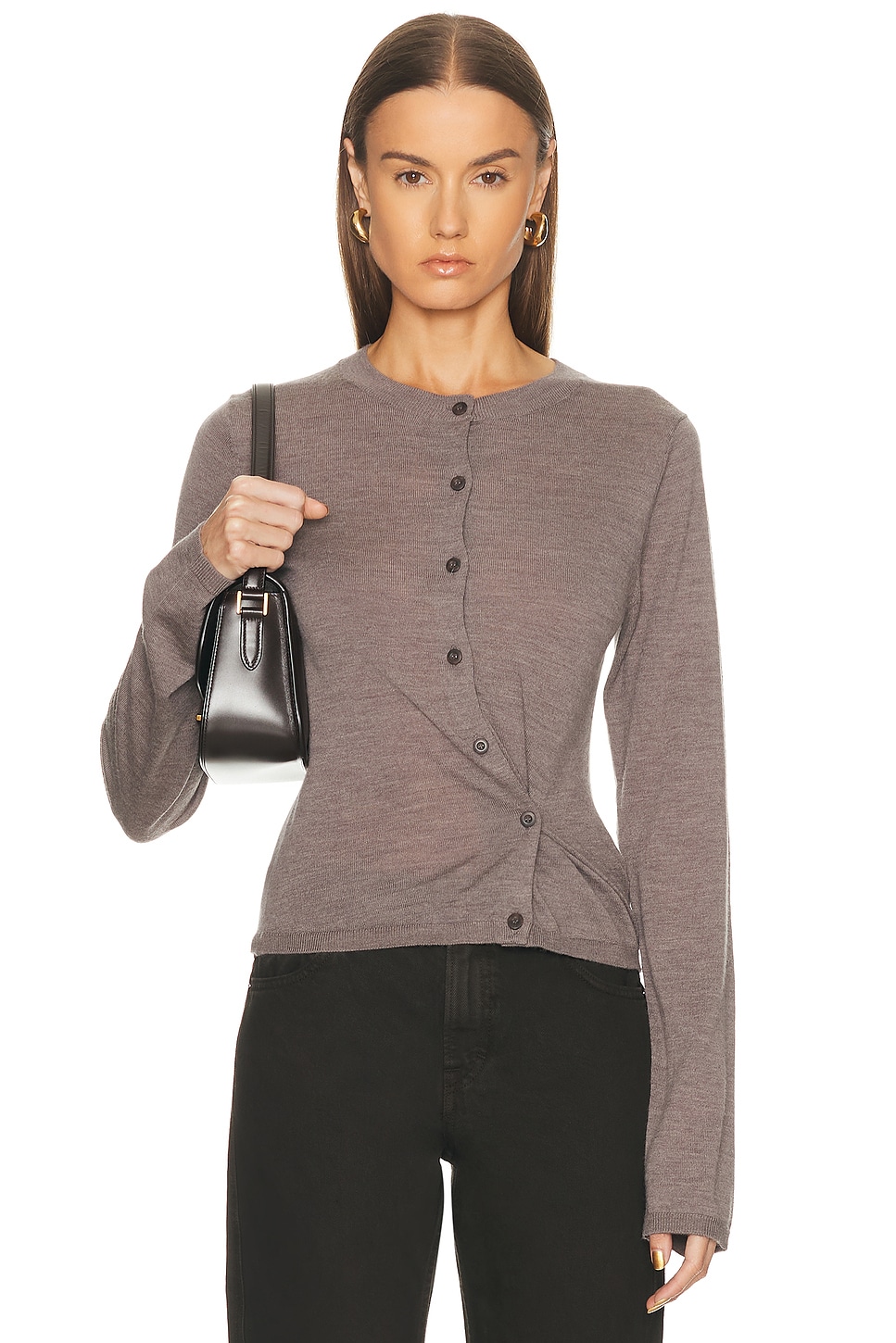 Image 1 of EAVES Kaie Convertible Cardigan in Taupe