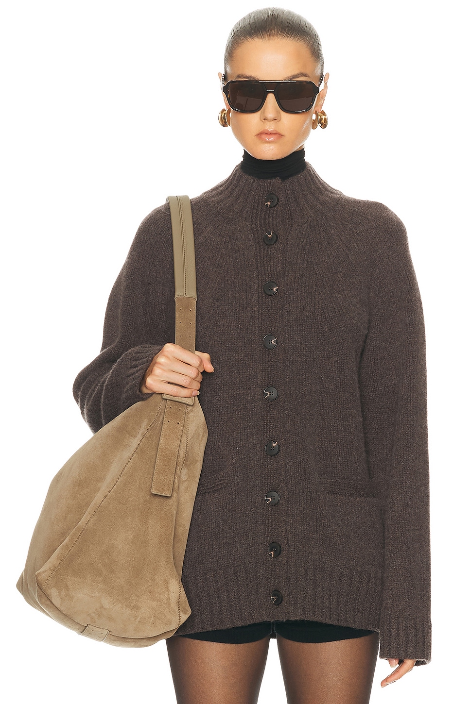 Image 1 of EAVES Jen Cardigan in Deep Bark