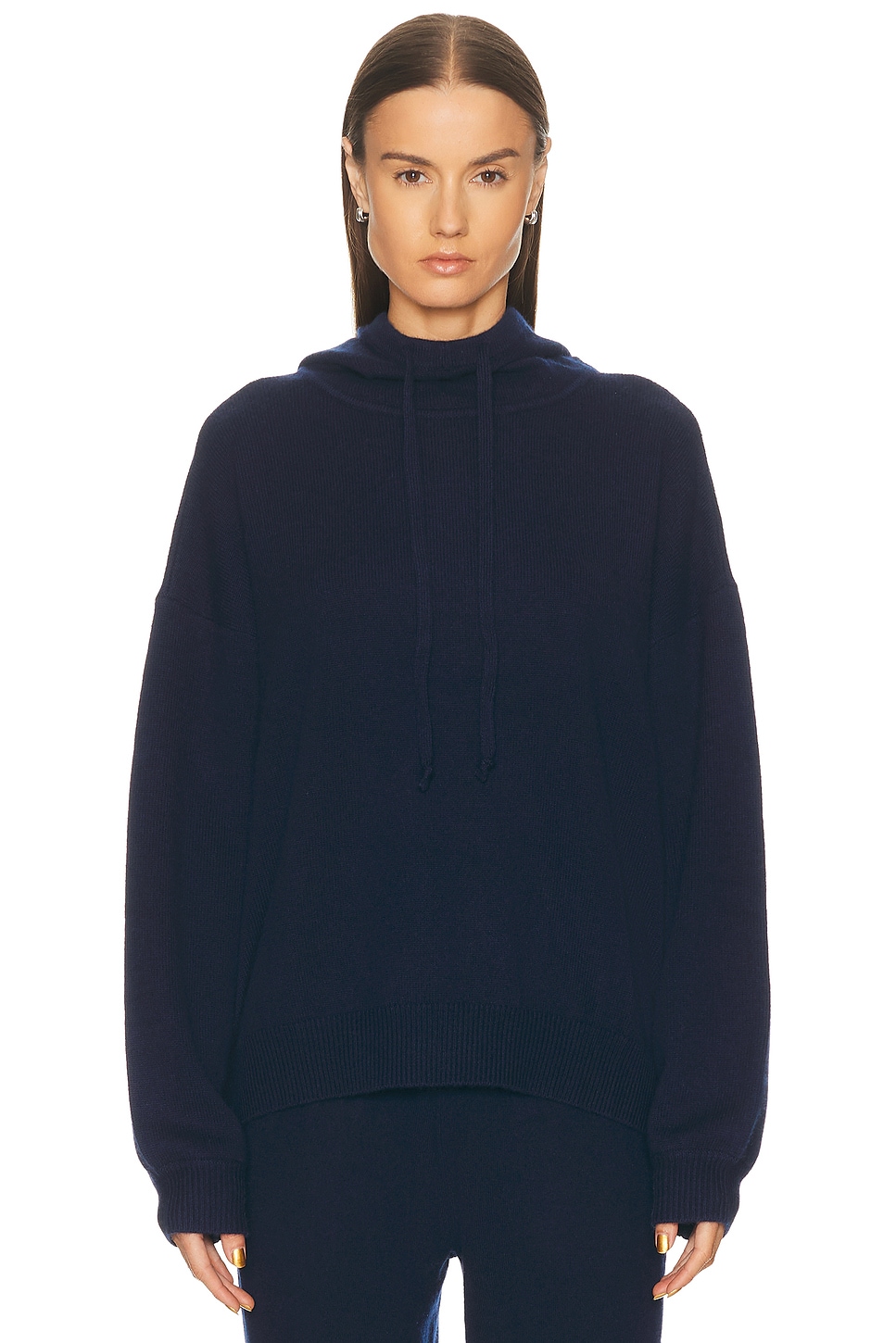 Image 1 of EAVES Danna Core Knit Hoodie in Navy