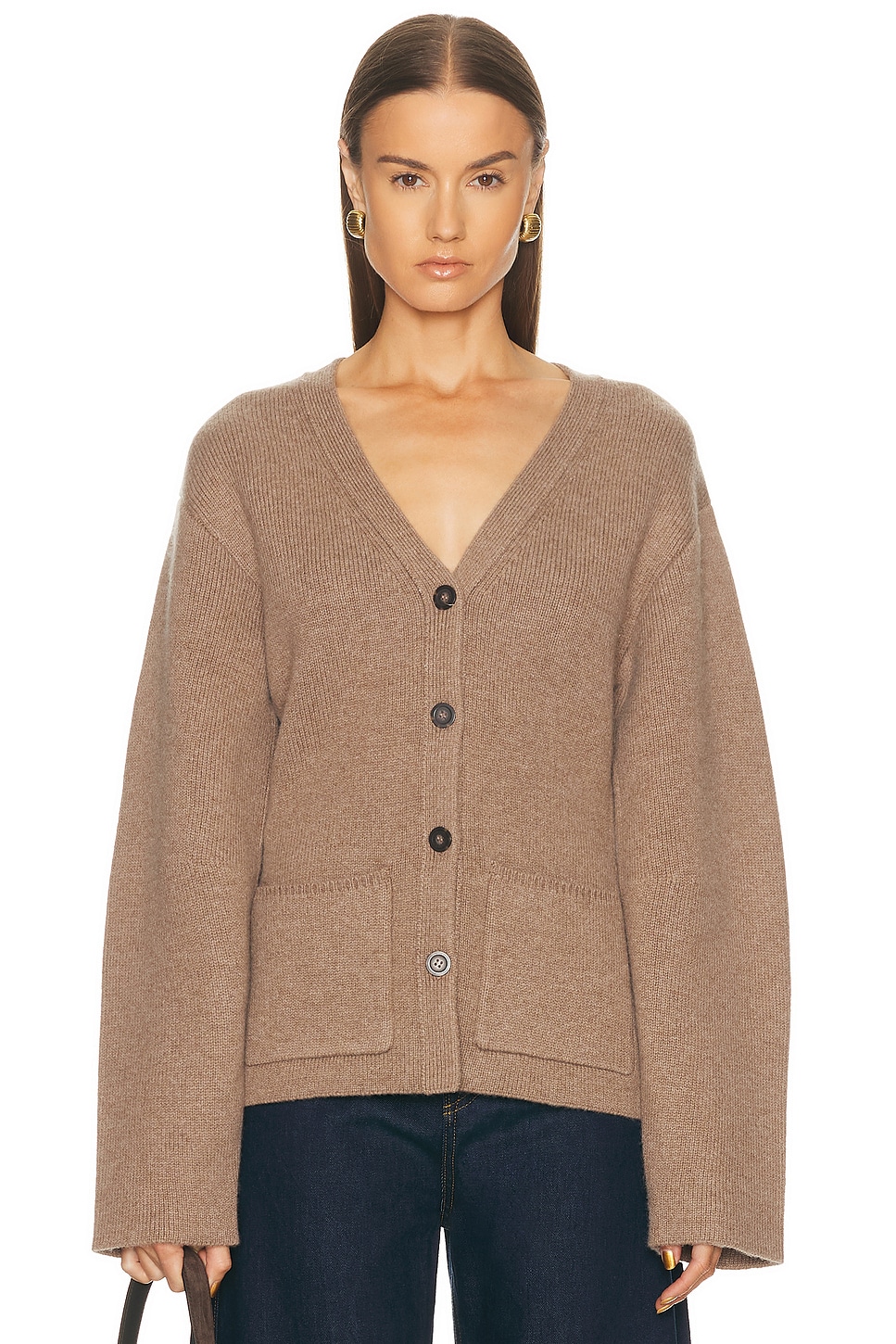 Image 1 of EAVES x Coco Sophie Structured Cardigan in Pecan