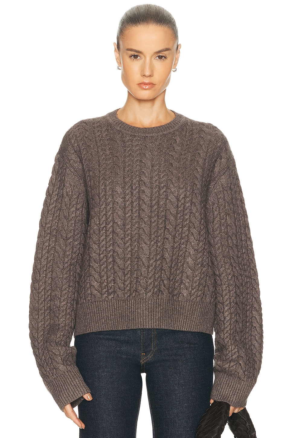 Image 1 of EAVES Laci Cable Crewneck in Hickory