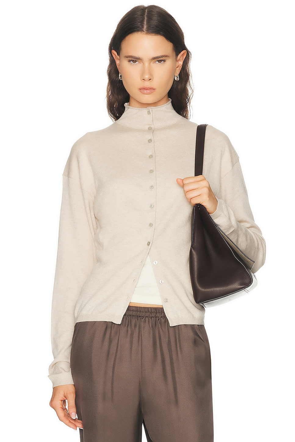 EAVES Kaycey Mock Neck Cardigan