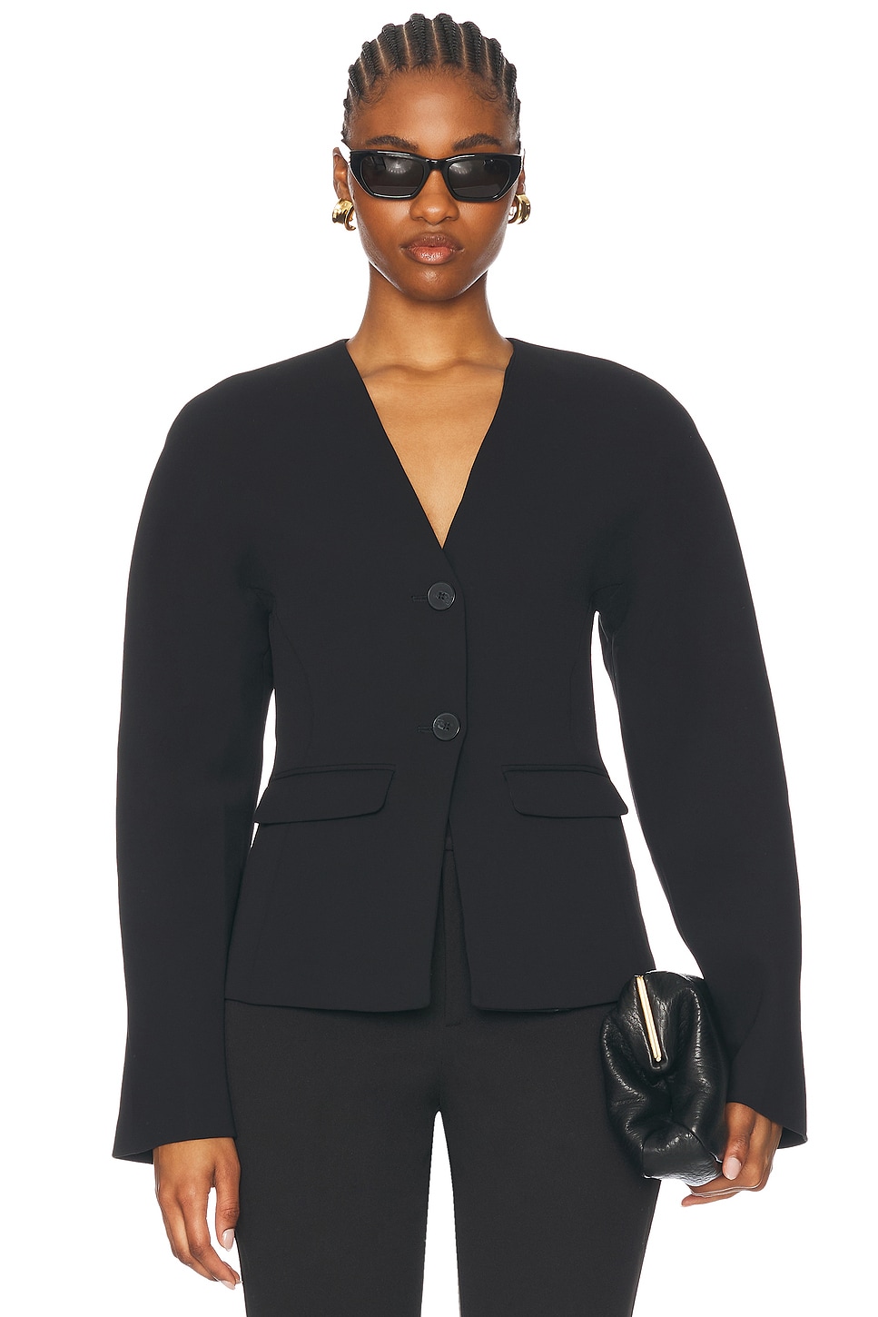 Gal Polished Crepe Blazer in Black