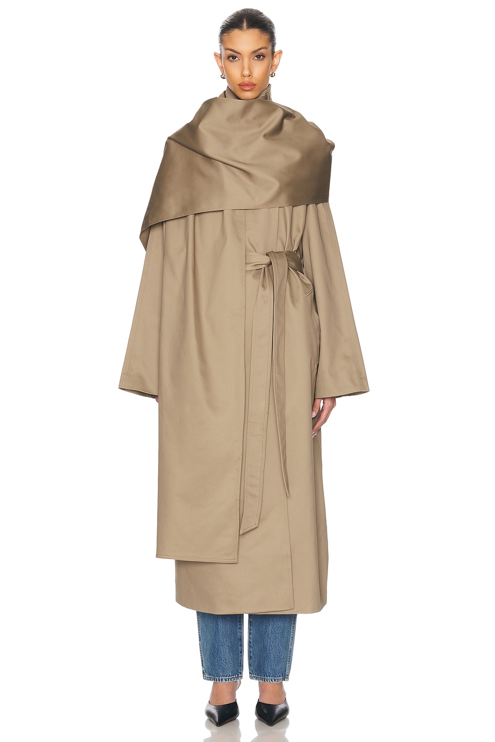 Image 1 of EAVES Yuna Trench Coat in Khaki Greige