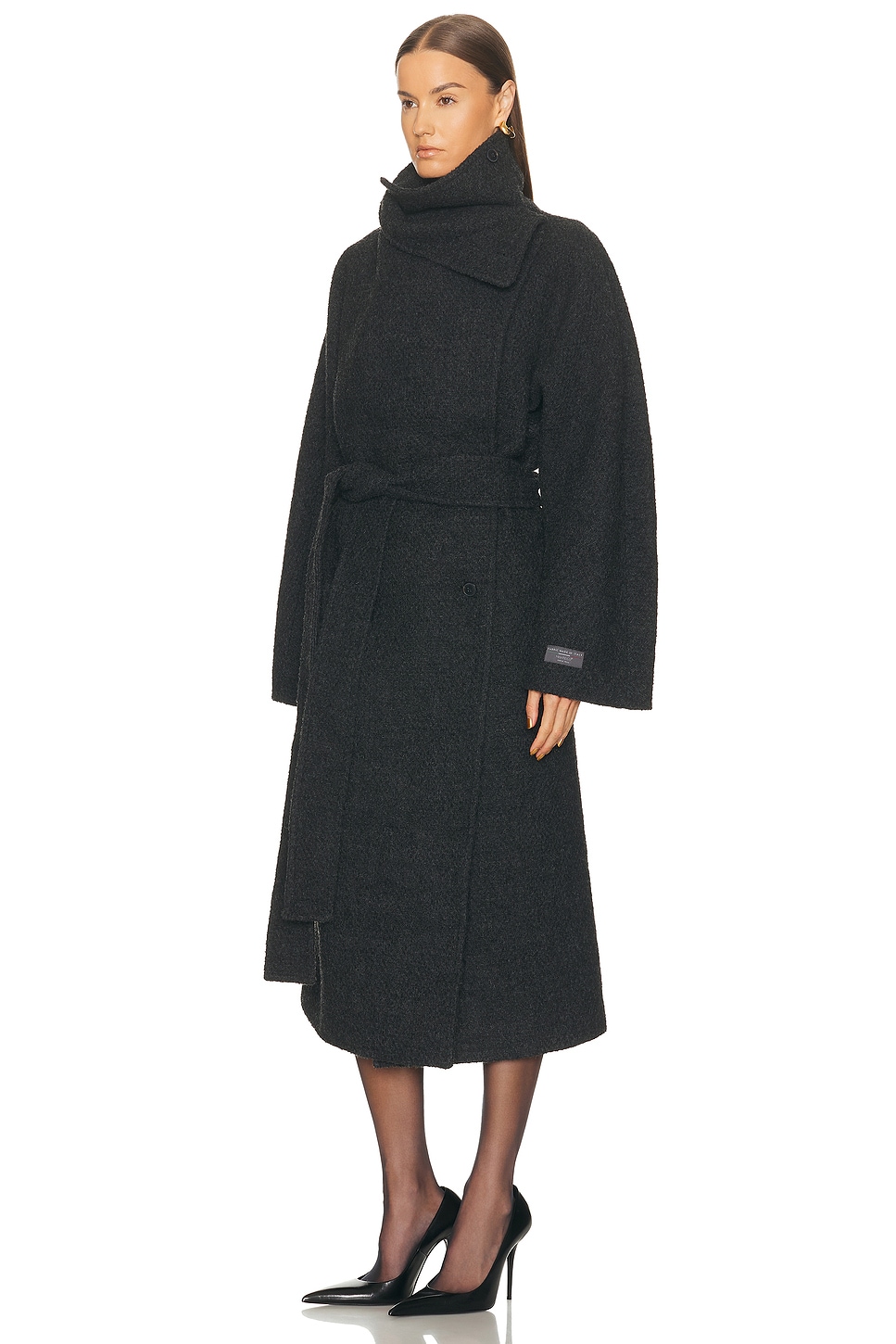 Eaves X Coco Silje Manteco Wool Funnel Neck Coat In Gray