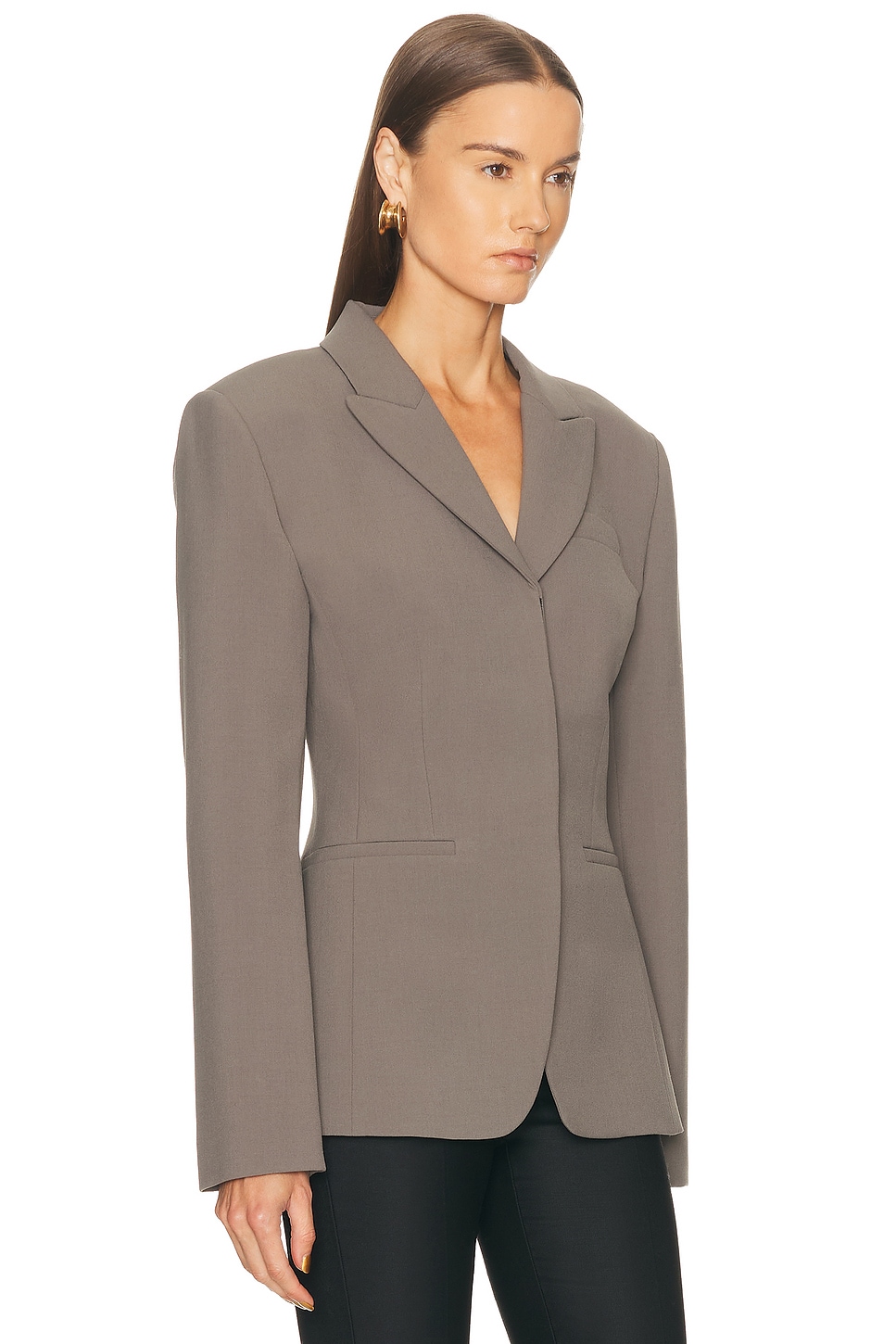 Eaves Keki Cinched Waist Blazer In Gray