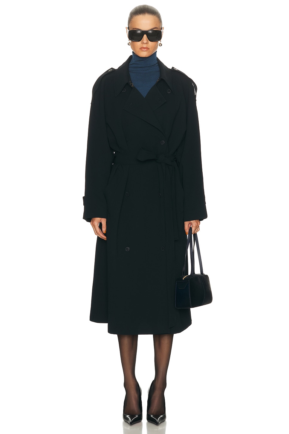 Image 1 of EAVES Lumi Trench Coat in Black