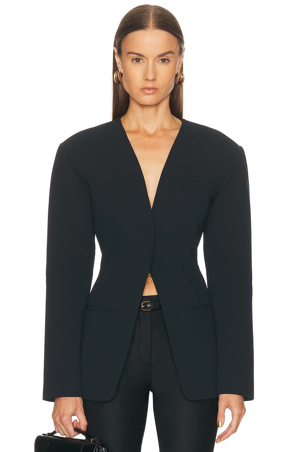 Eaves X Coco Unne Polished Crepe Blazer In Black