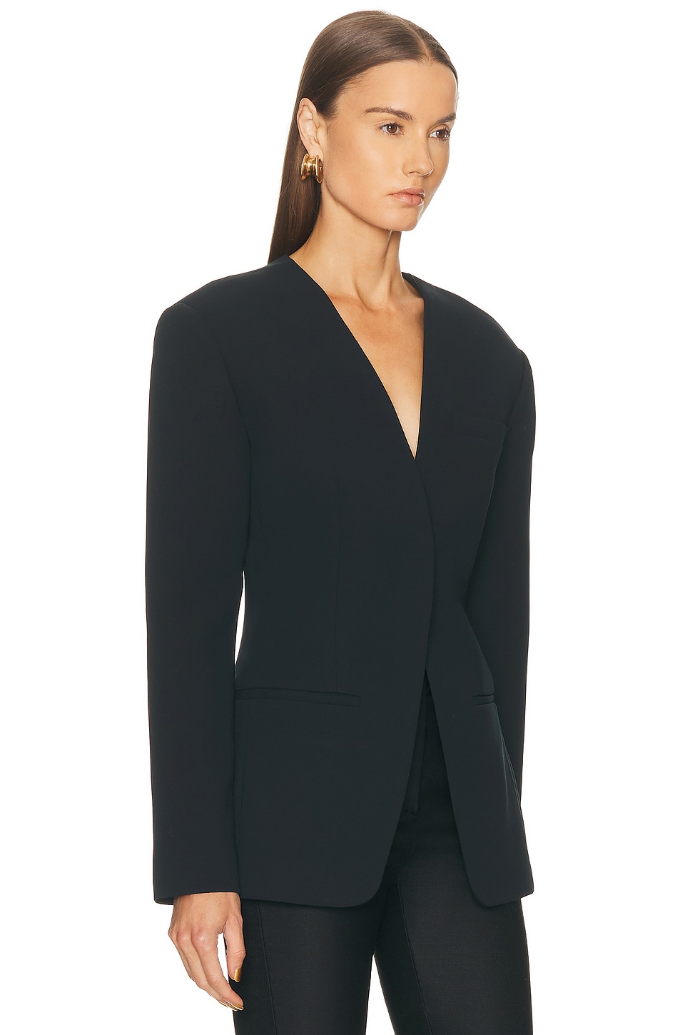 Eaves X Coco Unne Polished Crepe Blazer In Black