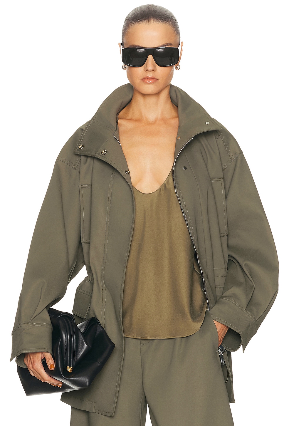 Image 1 of EAVES Mai Compact Suiting Parka Jacket in Olive