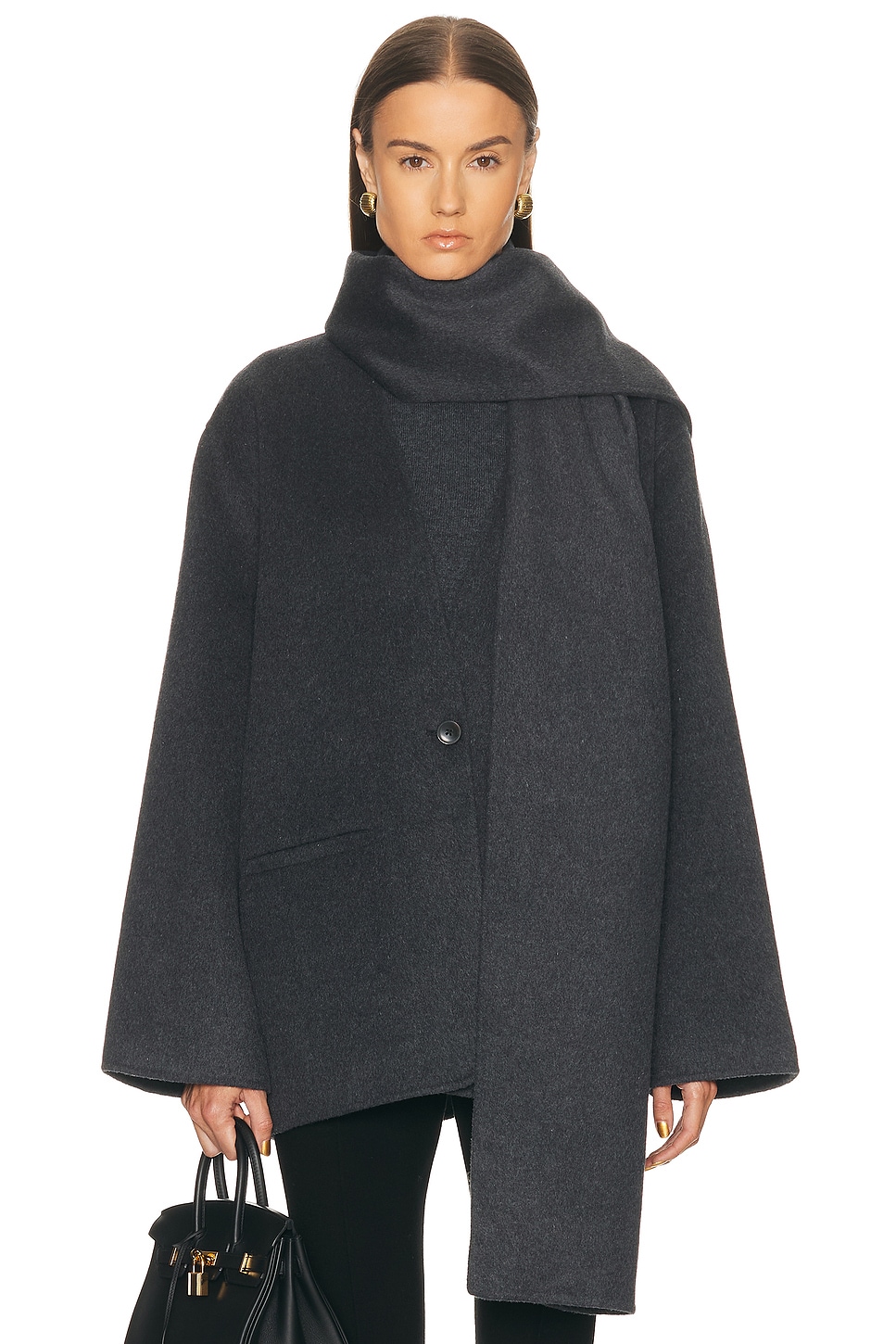 Eaves X Coco Ragni Wool Scarf Jacket In Gray