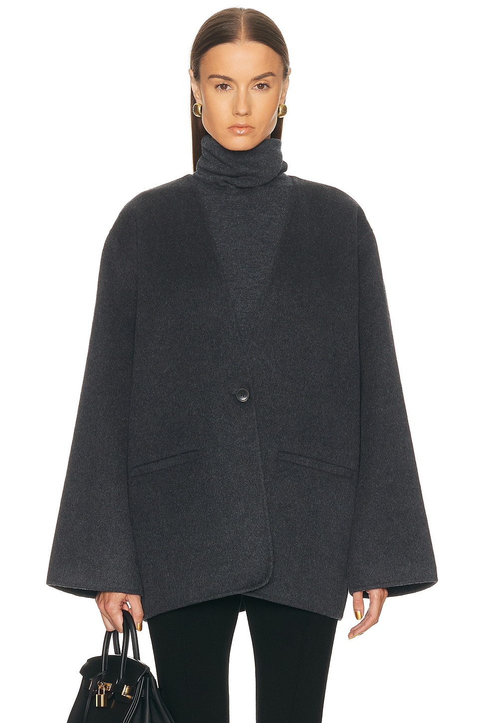 Eaves X Coco Ragni Wool Scarf Jacket In Gray