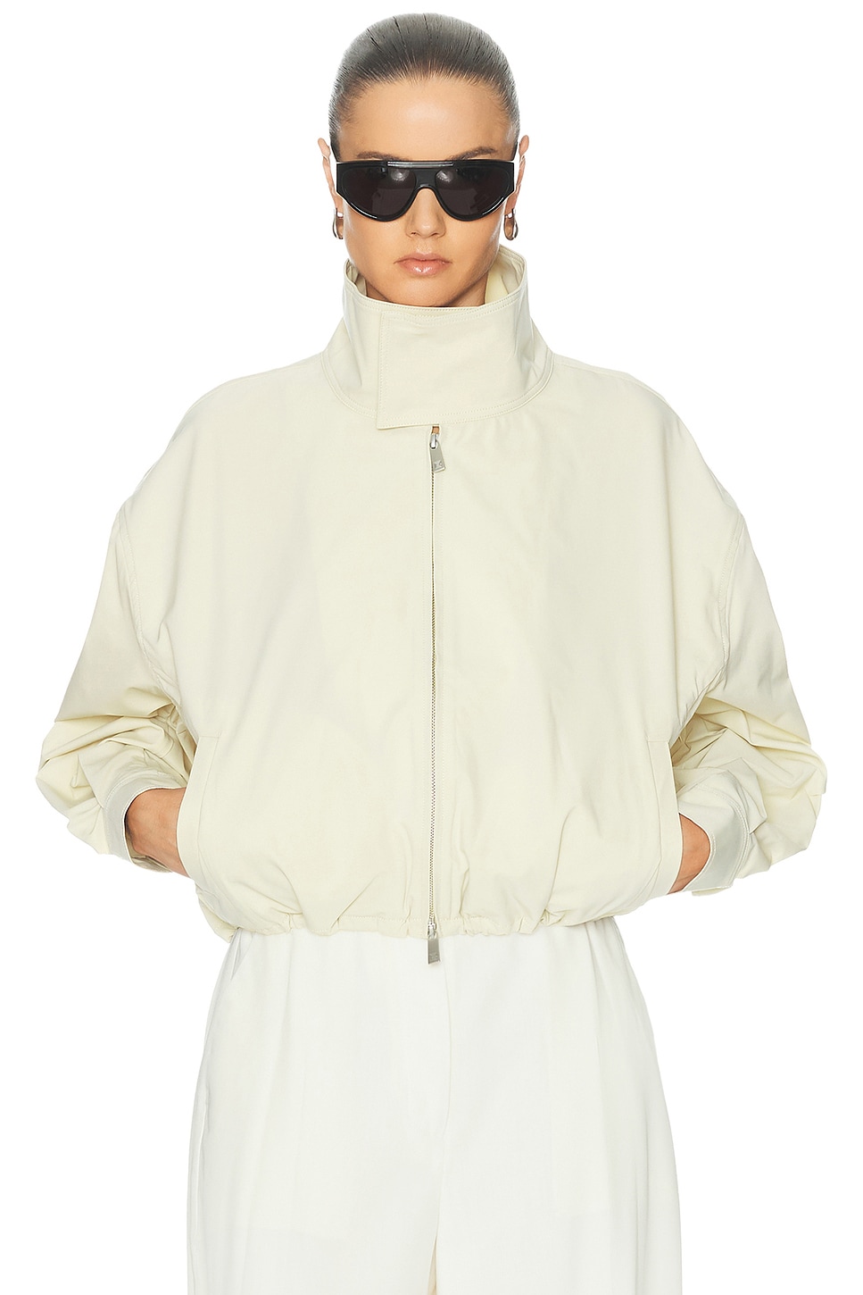 EAVES Ezra Bomber Jacket in Beige