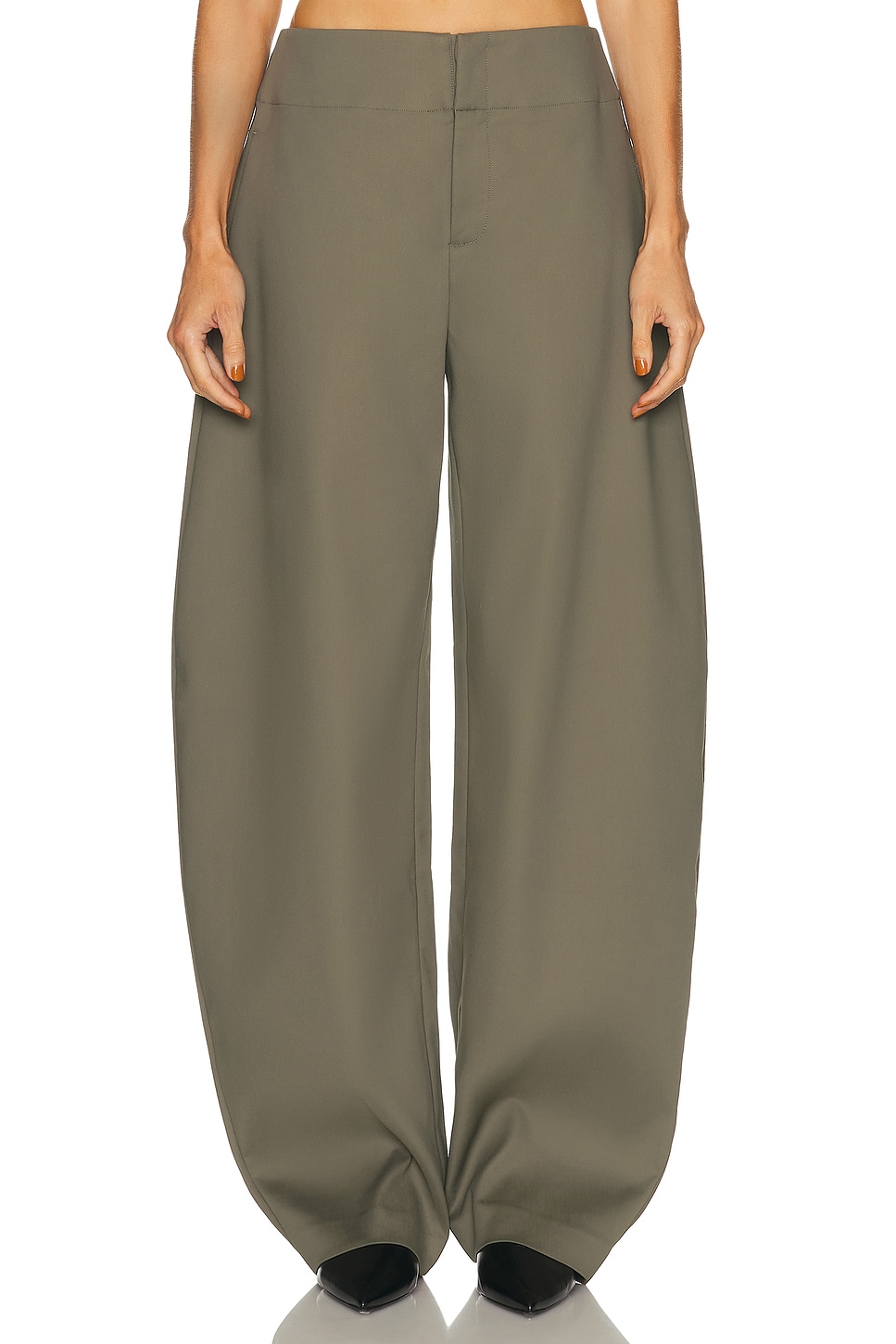 Image 1 of EAVES Mai Sculptural Compact Suiting Pant in Olive