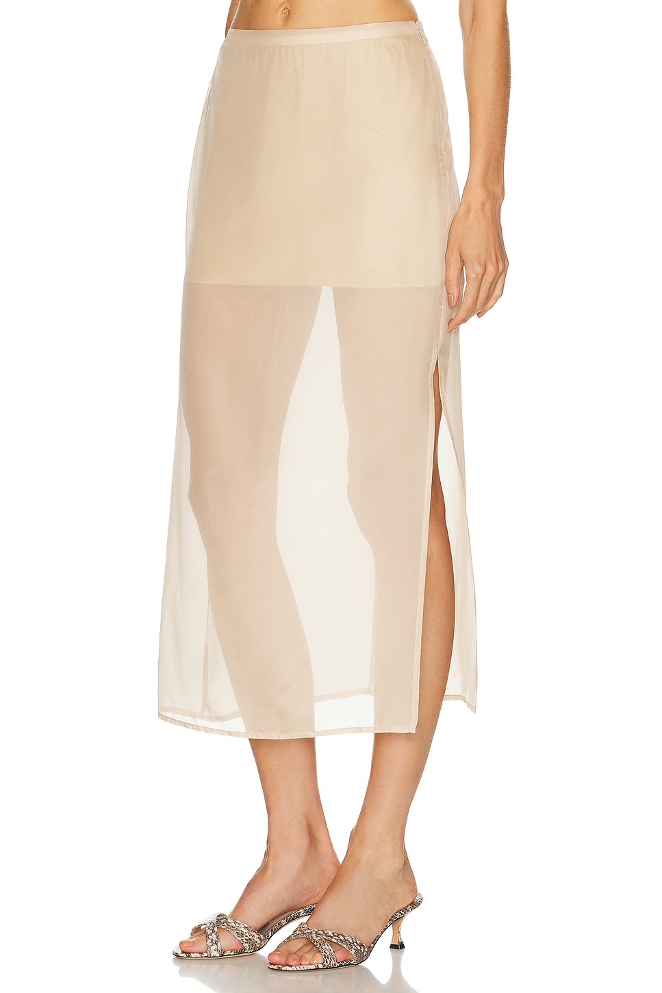 Image 1 of EAVES Osk Midi Skirt in Champagne