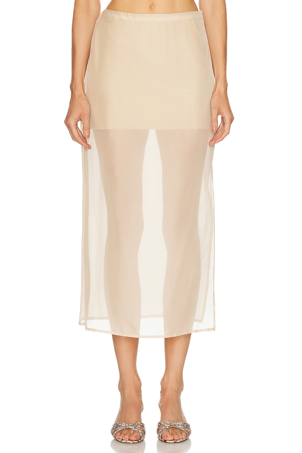 Eaves Osk Midi Skirt In Gold