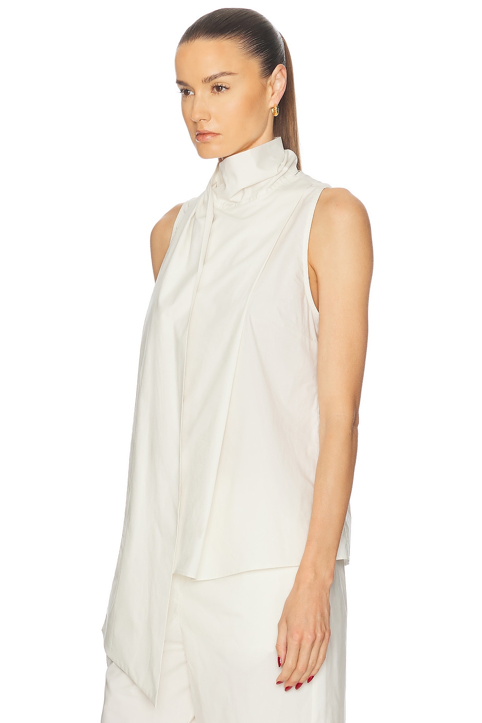 Image 3 of EAVES Noam Poplin Top in Chalk